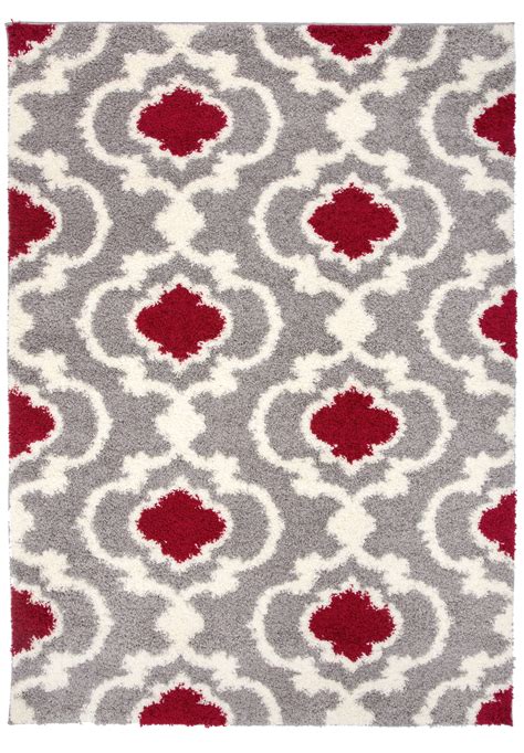 World Rug Gallery Cozy Moroccan Trellis 2525 Red 94 X 120 Indoor Shag