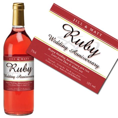 Personalised Ruby Wedding Anniversary Rose Wine The T Experience