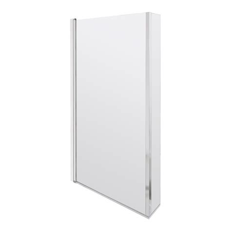 Nuie Pacific L Shaped Bath Screen Hinged 1400mm H X 800mm W 6mm Glass