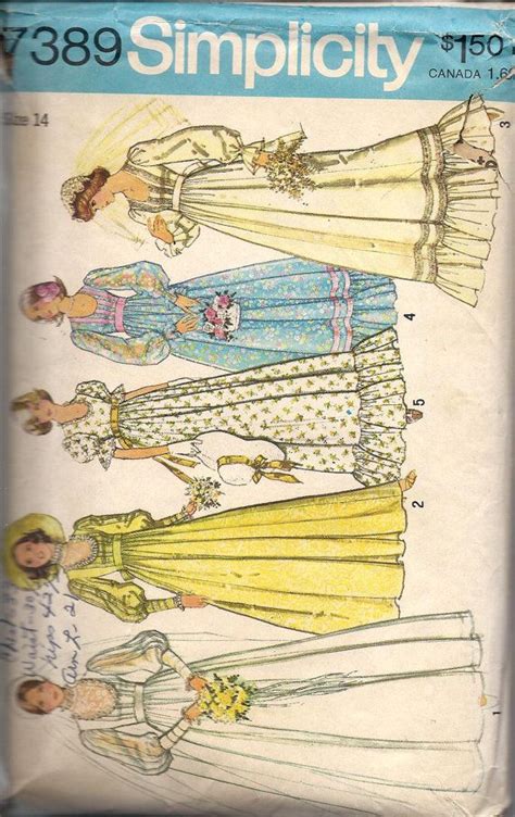 1970s Wedding Gown And Bridesmaid Dress Pattern Simplicity Etsy Patterned Bridesmaid Dresses