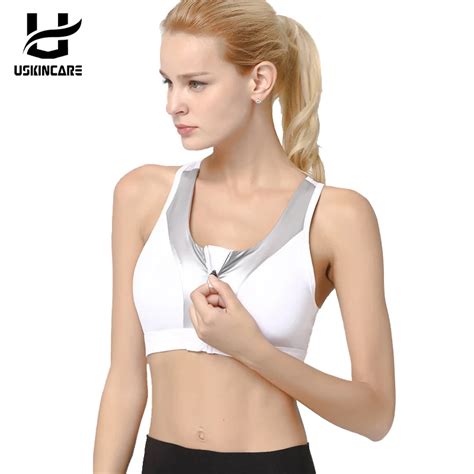 Uskincar Women Zipper Push Up Sports Bras Push Up Padded Wirefree