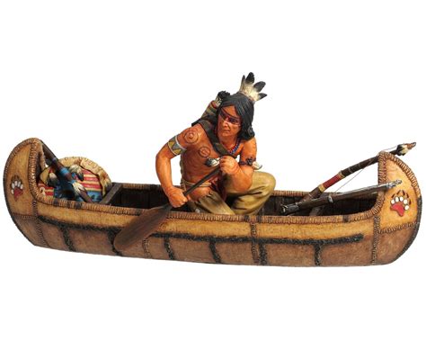 Native American Warrior in Canoe Statue, Indian Warrior in Canoe ...