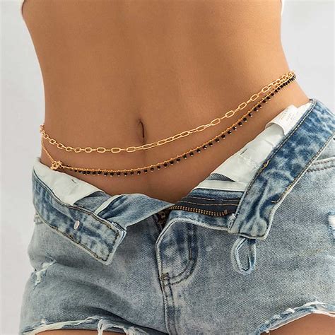 Sethain Boho Taille Kette Gold Kristall Bauch Ketten Geschichtet Bikini