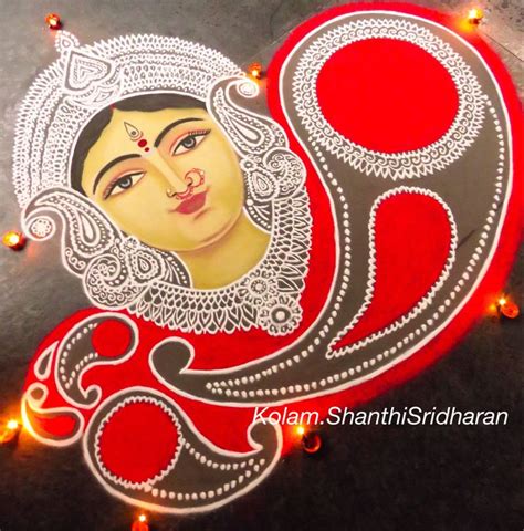 Durga Rangoli | Cartoons rangoli design, Beginner henna designs ...