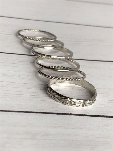 Set Of Sterling Silver Stacking Rings Skinny Spacer Rings Etsy