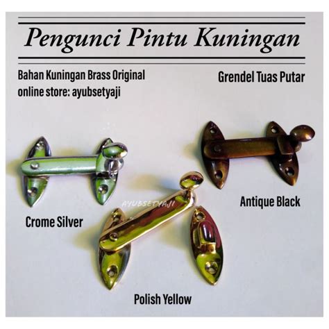 Jual Pengunci Pintu Grendel Kuningan Antik Klik Tuas Putar Pengaman