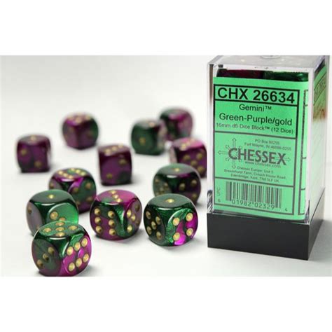 Green Purple Gold Gemini D6 Dice Block The Dragonforge