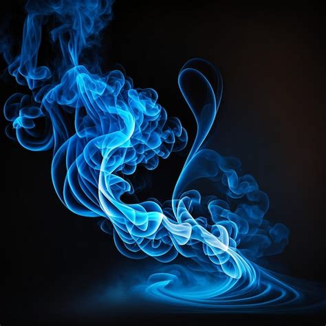 Premium Photo Art Of Bright Blue Smoke Moving Upward On Black Background