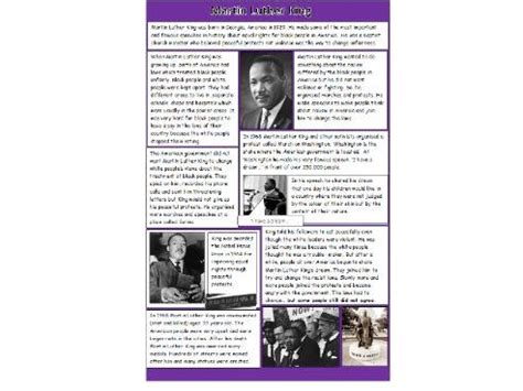 Martin Luther King Fact Sheet KS1 Teaching Resources