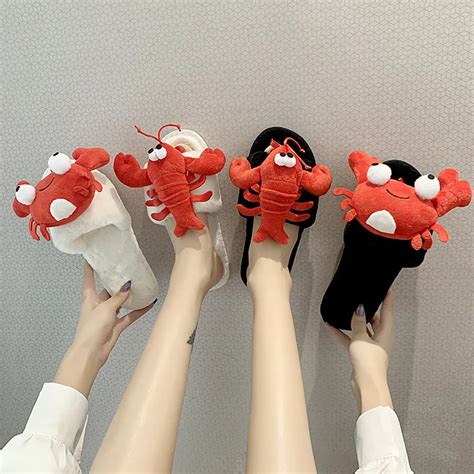 New Spring Summer New Personality Flat Lobster Crab Slippers For Women