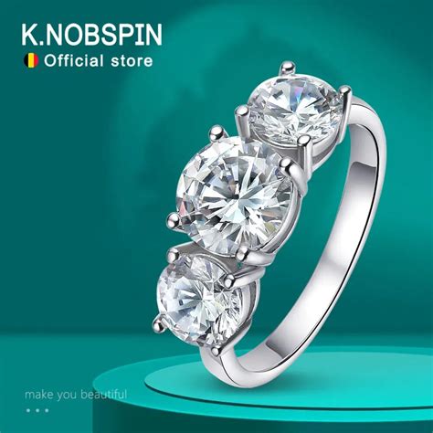 Knobspin D Vvs Moissanite Rings For Women Sparkling Diamond Engagement