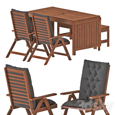 Ikea Applaro Table And Chairs Set 02 Table Chair 3d Model