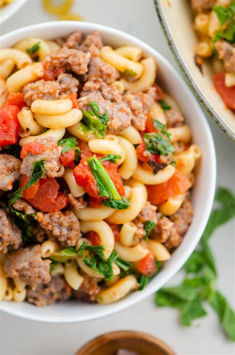 Macaroni And Tomatoes Sausage Dinner Lifes Ambrosia