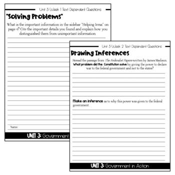 Benchmark Advance Th Grade Unit Text Dependent Questions Tpt