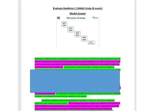 Edexcel A Level Psych Cognitive Baddeley 1966 Classic Study