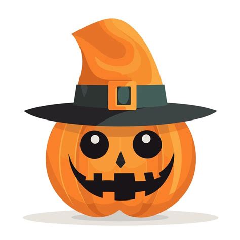 Premium Vector Cartoon Pumpkin Wearing Witch Hat On White Background