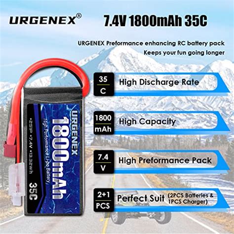 URGENEX 7 4V Lipo Battery 2S 35C 1800mAh Rechargeable RC Battery Pack