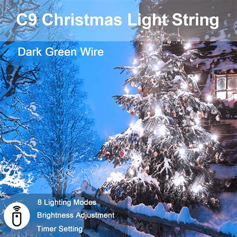 100 Led C9 Christmas Lights Connectable 66ft Green Wire Commercial Led Strawberry String Lights