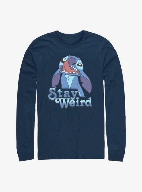 Disney Lilo And Stitch Stay Weird Long Sleeve T Shirt Blue Hot Topic