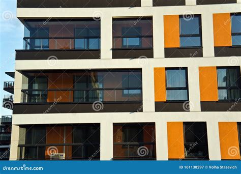 Modern Apartment Building. Facade, Contemporary Architecture. Stylish Living Block of Flats ...