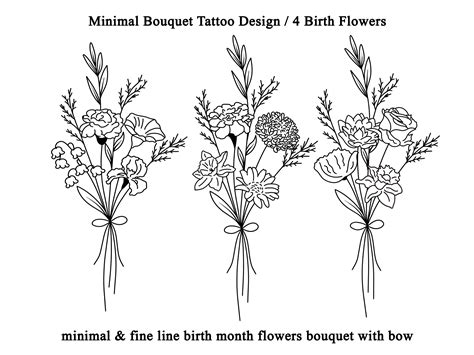 Best 29 Fine Line Flower Bouquet Tattoo You Must Try This Year