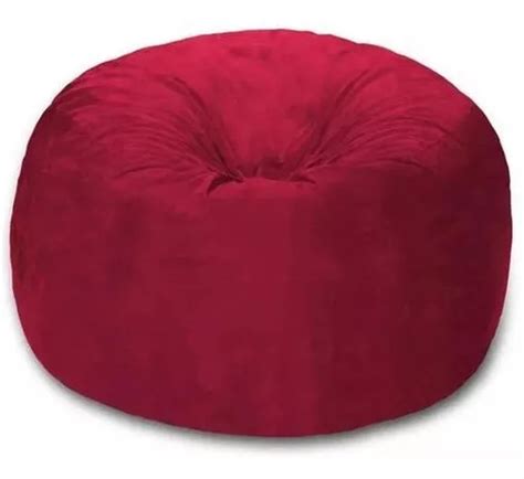 Puff Redondo Gigante Enchimento X Di Metro Suede Cor Vermelho