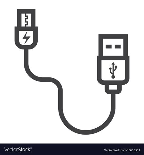 Usb Cable Line Icon Connector And Charger Vector Image