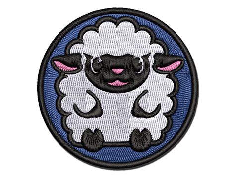 Cute Wooly Sheep Lamb Sitting Multi Color Embroidered Iron On Or Hook And Loop Patch Applique