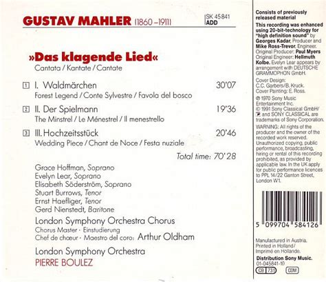 Das Klagende Lied By Gustav Mahler Evelyn Lear Elisabeth S Derstr M