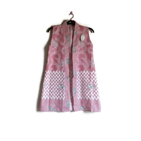 Jual One Set Outer Cardigan Vest Rompi Tanpa Lengan Celana Layer Batik