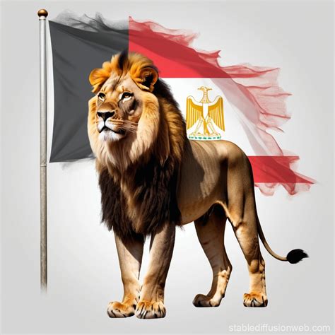 Double Exposure Lion with Egypt Flag | Stable Diffusion Online