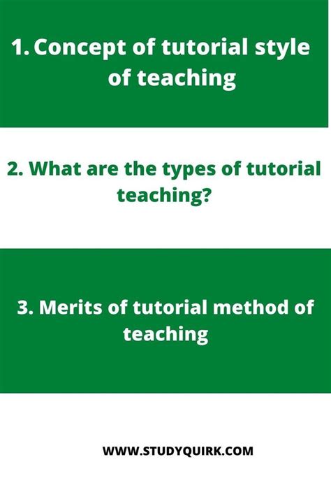 Concept Of Tutorial Style Of Teachingtutorial Method Of Teaching Is An