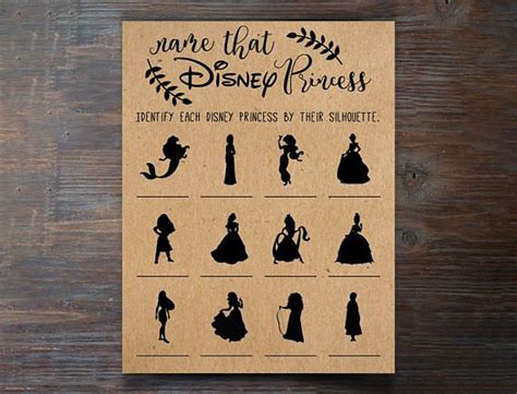 Name That Disney Princess Bridal Shower Game Do This Activity Game With