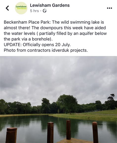 Wild swimming spot Beckenham Place Park [Opening 20th July ...