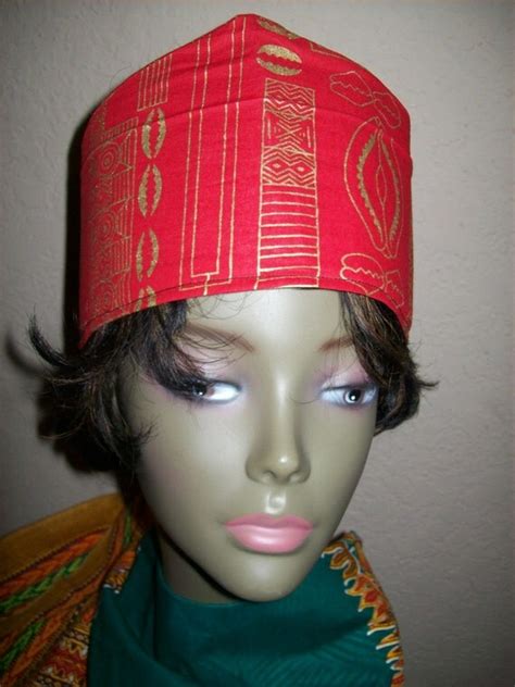 Red Tribal Print African Crown Hat African Crowns African