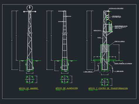 Torre de transformador eléctrico en AutoCAD CAD 111 25 KB Bibliocad