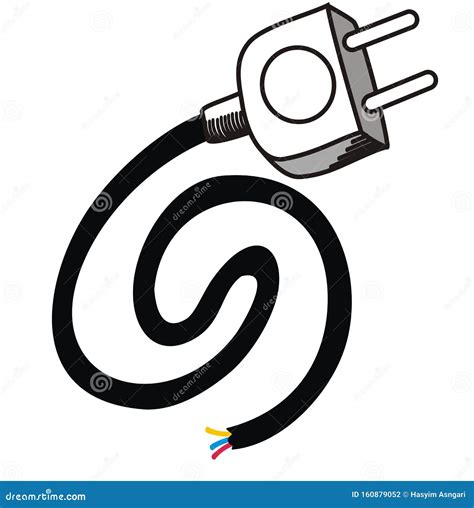 Electrical Plugged Icon Hand Drawn Sketch Stock Vector Illustration