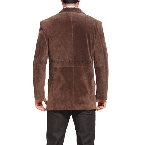 Notch Collar Men Leather Blazer Leatherexotica