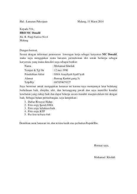 Berapa Ukuran Font Untuk Surat Lamaran Kerja 25 Contoh Surat Lamaran Kerja Yang Baik Dan