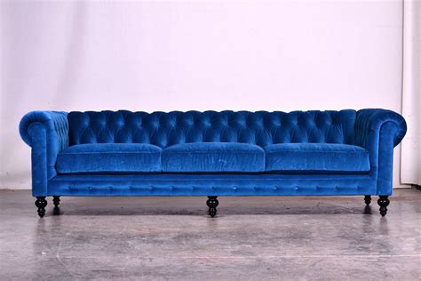 Blue Velvet Chesterfield Sofa