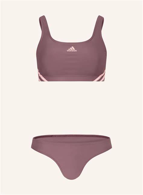 Adidas Bustier Bikini 3 Streifen Sporty In Fuchsia