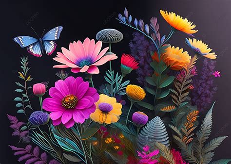 monarch butterflies  colorful flowers   fairy garden summer spring