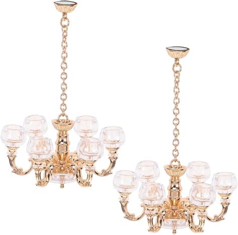 Amazon Ibasenice 2pcs Dollhouse Chandelier Fake Candles Chandelier