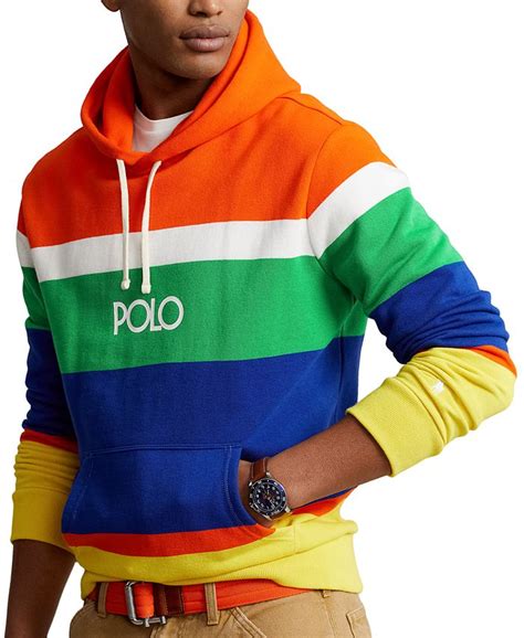 Polo Ralph Lauren Mens Logo Striped Fleece Hoodie Created For Macys Macys