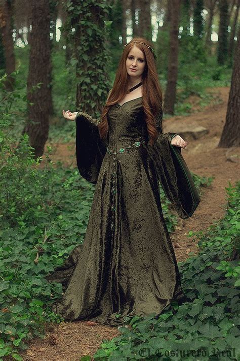 Celtic Princess Green Velvet Costume Medieval Dress Medieval Dress