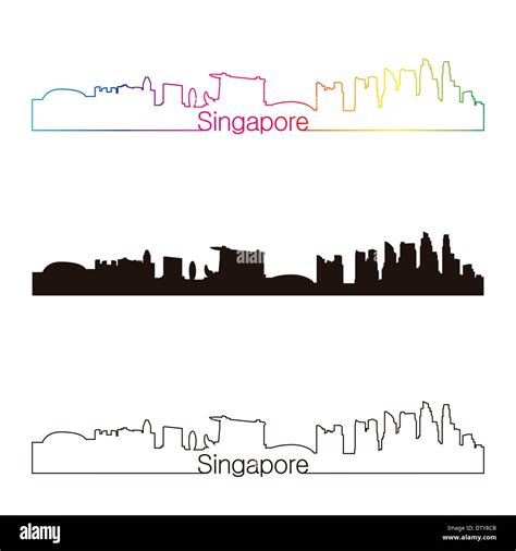 Singapore Skyline Linear Style With Rainbow Stock Photo Alamy