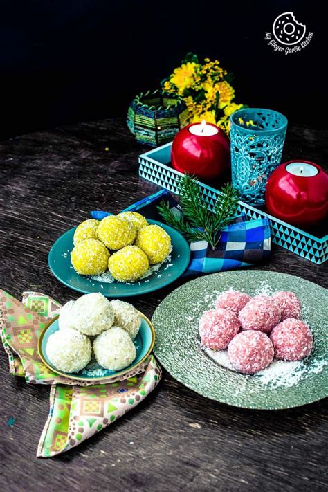 Instant Coconut Ladoo Recipe Rose Saffron Cardamom My Ginger