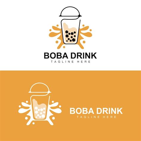 Premium Vector Boba Drink Logo Design Modern Jelly Drink Bubble Vector Boba Drink Brand Glass