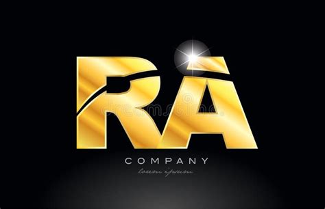 Combination Letter Ra R A Gold Golden Alphabet Metal Logo Icon Design