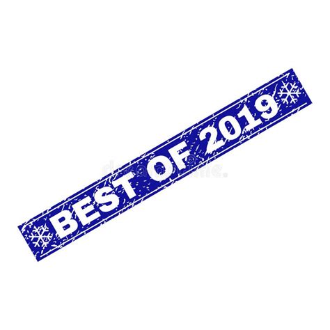 BEST Of 2019 Scratched Rectangle Stamp Seal With Snowflakes Stock